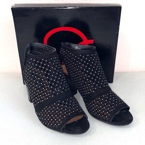 David‎ Aaron Dezaray Shoes Womens 7.5 Black Faux Suede Perforated Block Heel